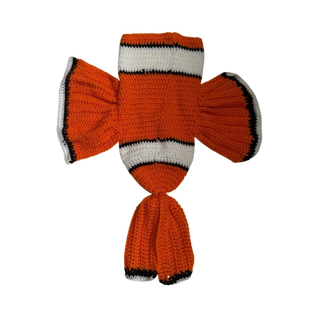 Handmade Crochet Finding Nemo Costume Baby One Size Orange and White Slip-On